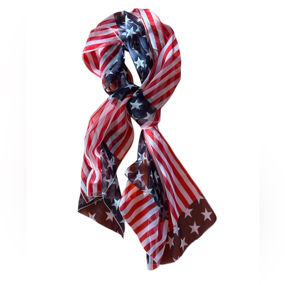 Red White and Blue Patroliot American flag sheer Scarf